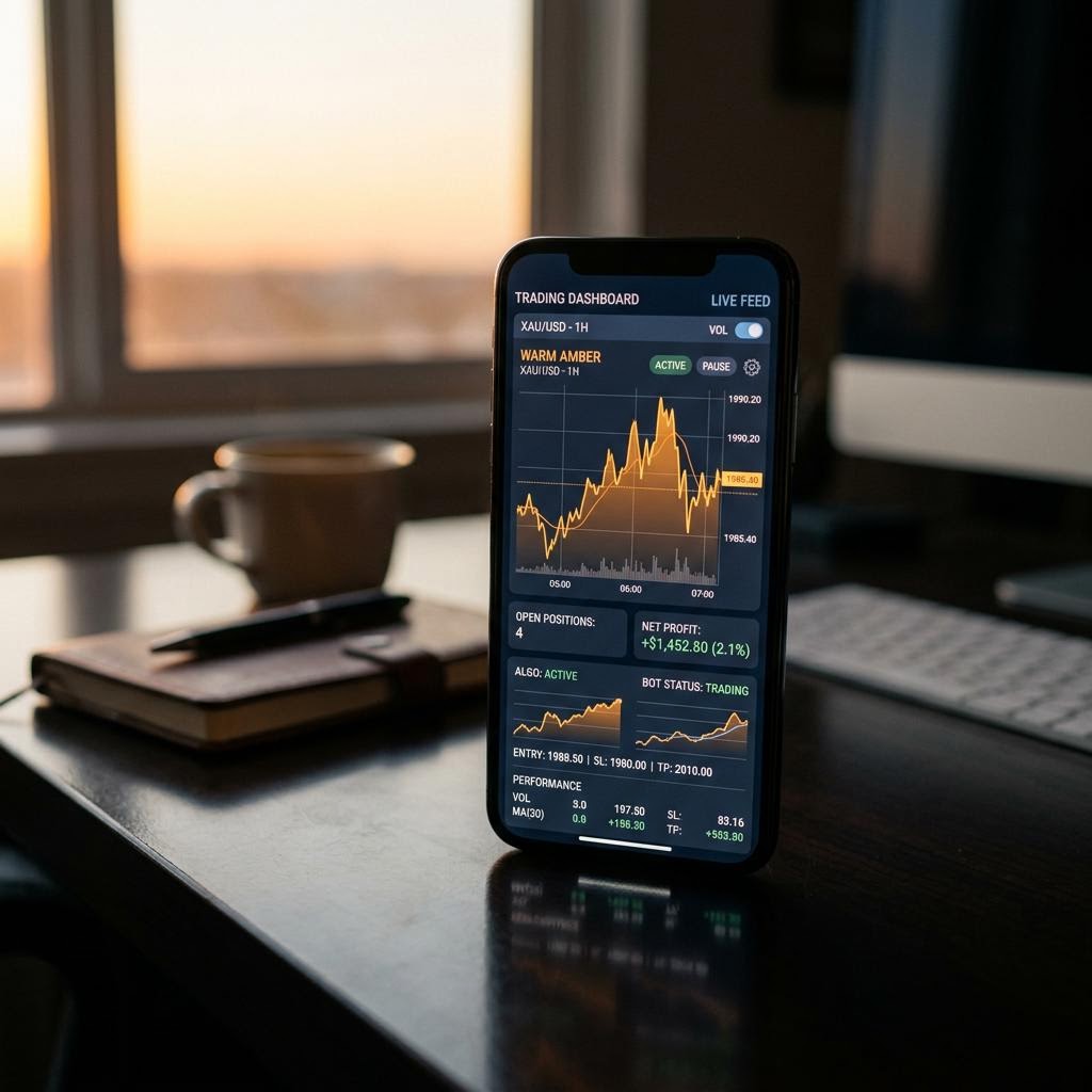 Tableau de bord de la plateforme de trading crypto IA Znalvedruko sur mobile